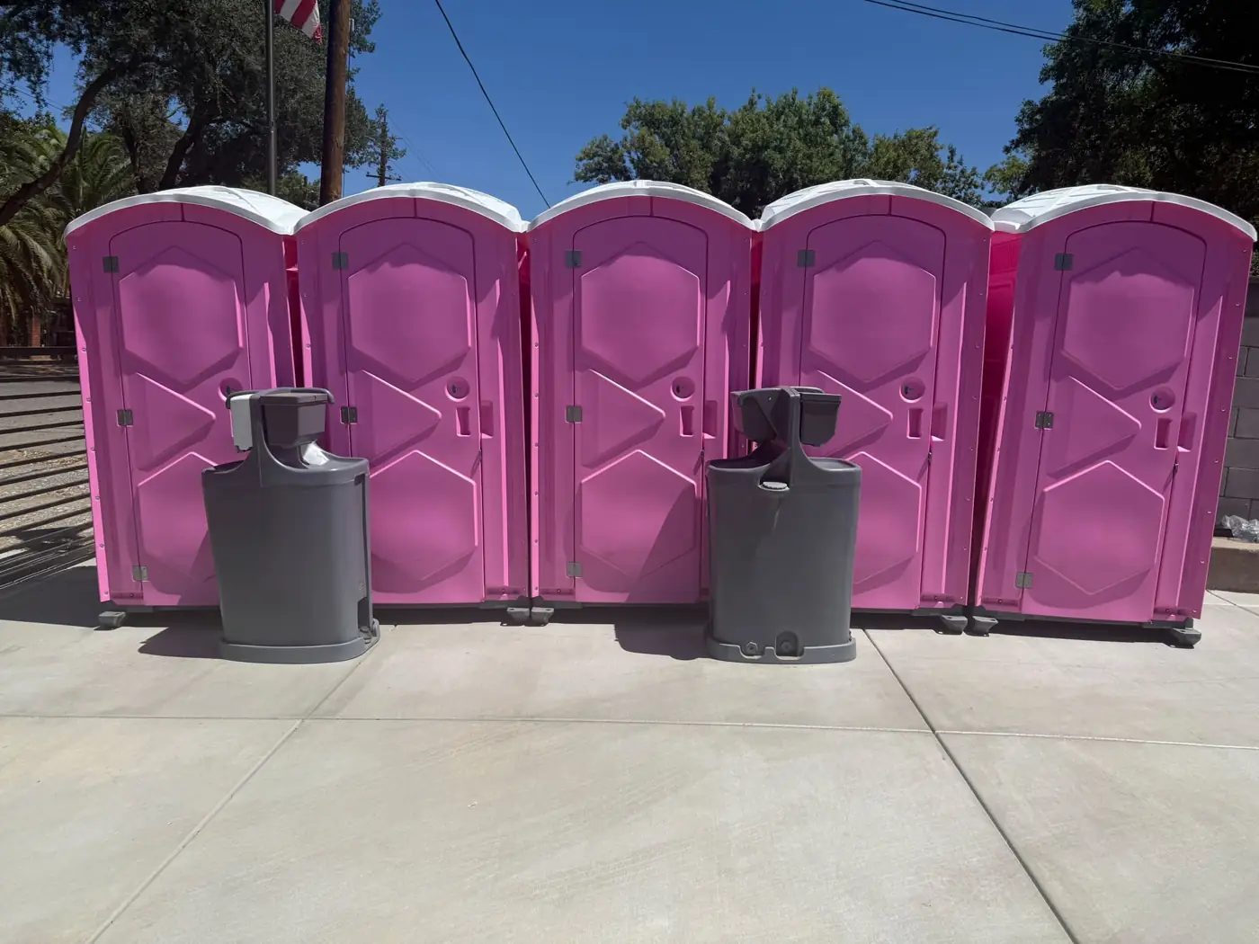 Portable restrooms set up for an event, the kind of setup used in Beaver County