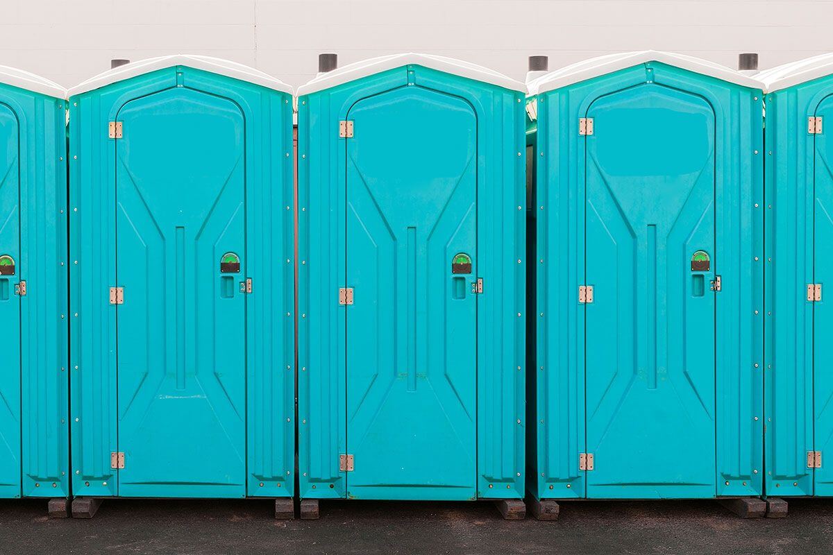 Industrial portable restroom units at a plant in Butler, Pennsylvania